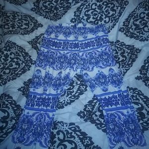 Blue and white leggings